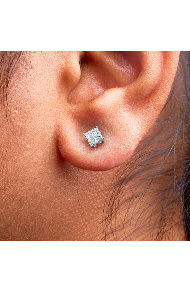 Haus of Brilliance 10KT White Gold Diamond Composite Stud Earring, Alternate, color, White