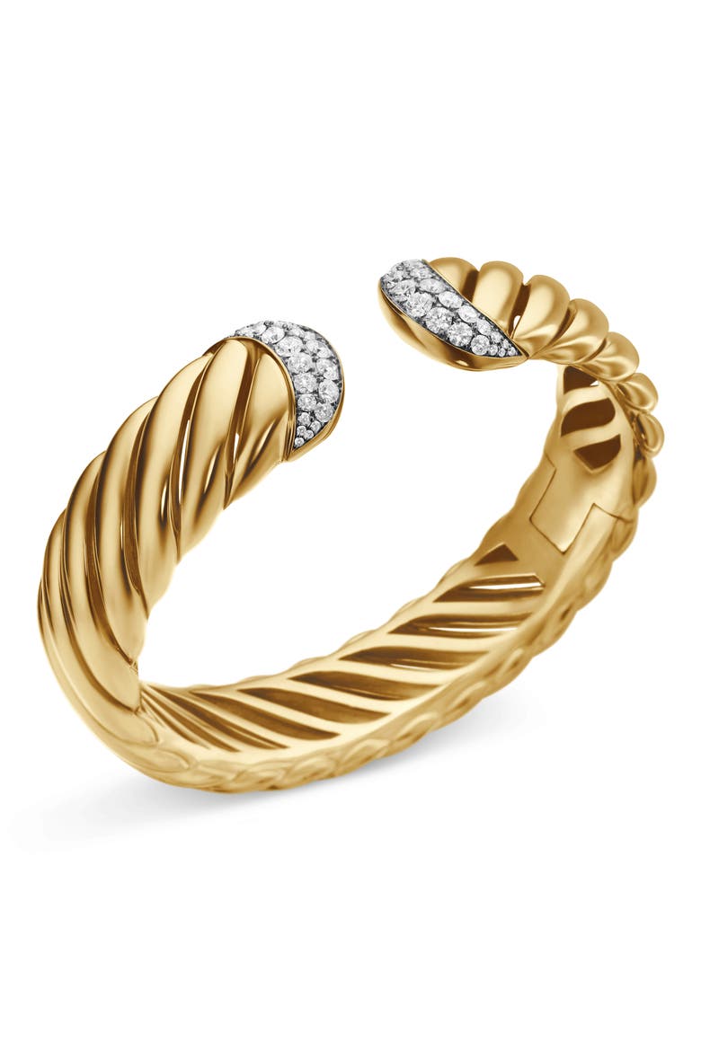 Sculpted Cable 18K Gold & Pavé Diamond Cuff Bracelet, Alternate, color, DIAMOND/ YELLOW GOLD