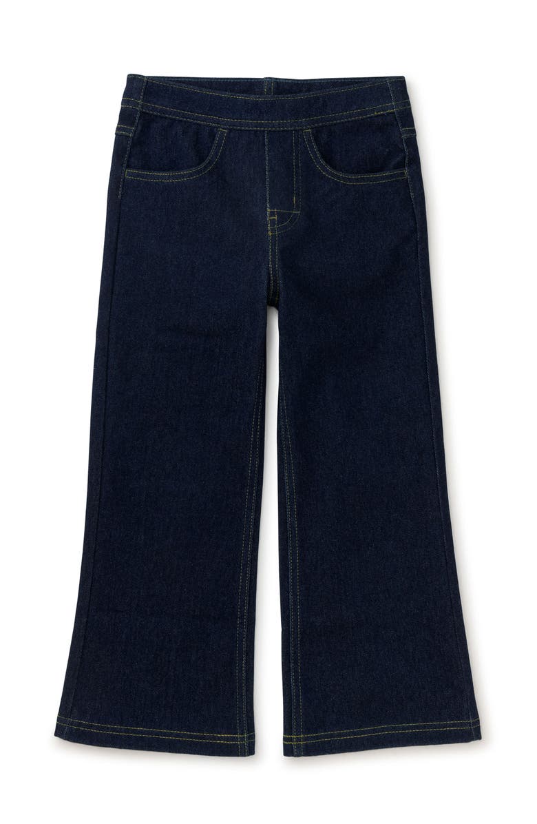 Tea Collection Denim-Like Flare Pants, Main, color, Dark Wash