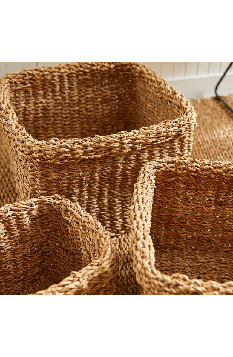 Napa Home & Garden Seagrass Square Baskets With Cuffs Set of 3, Alternate, color, Beige