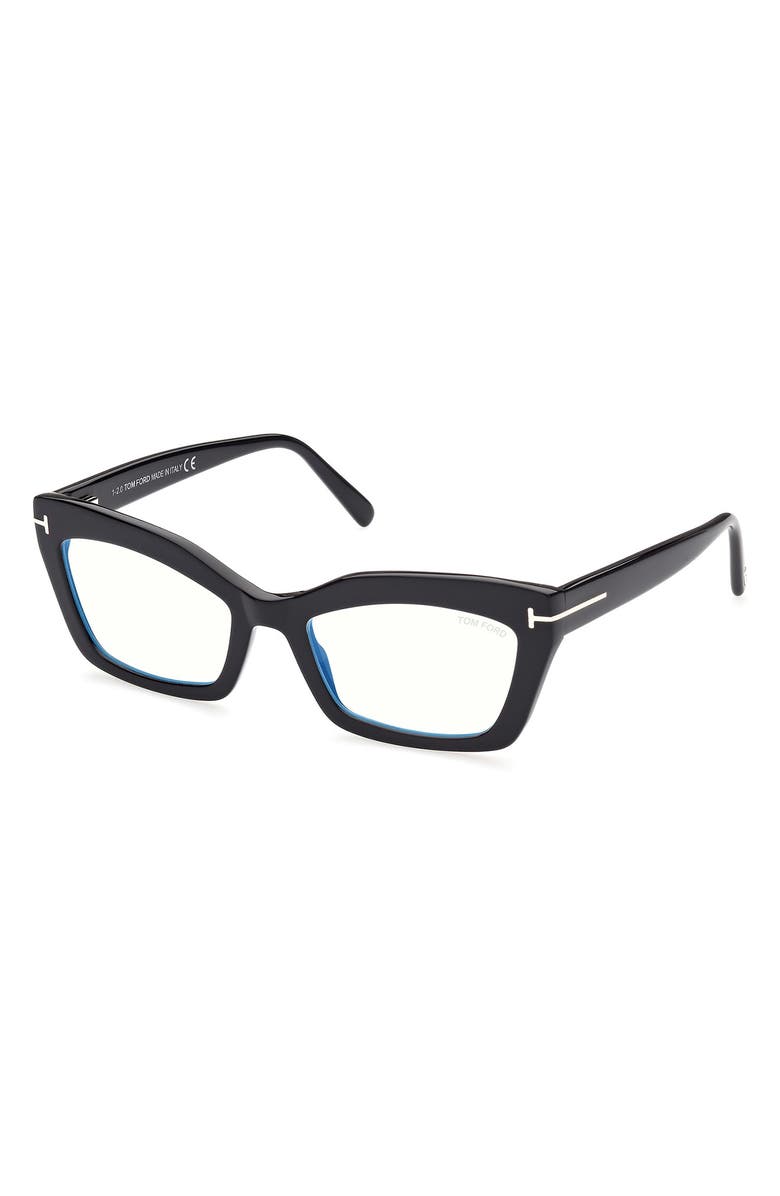 TOM FORD 54mm Blue Light Blocking Glasses, Alternate, color, Shiny Black