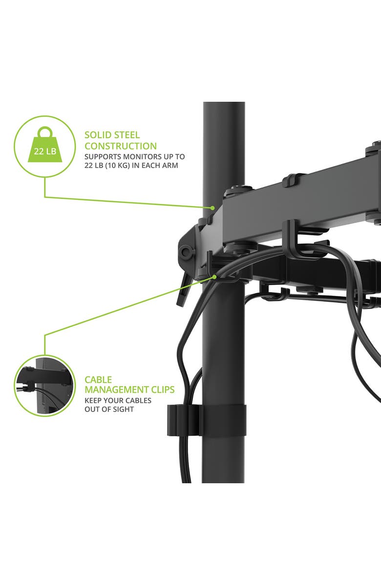 Kanto DML2000 Fully Adjustable Dual Arm Desktop Monitor Mount, Alternate, color, Black