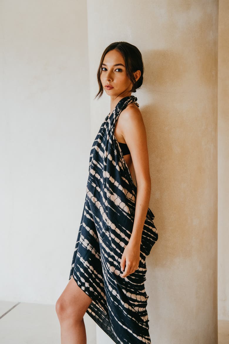 Beach Hand-Dyed Sarong, Alternate, color, Black