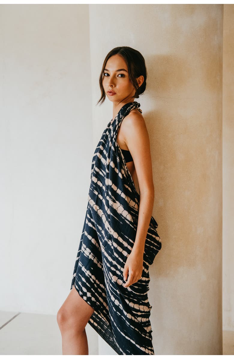 PINK HALEY Beach Hand-Dyed Sarong, Alternate, color, Black