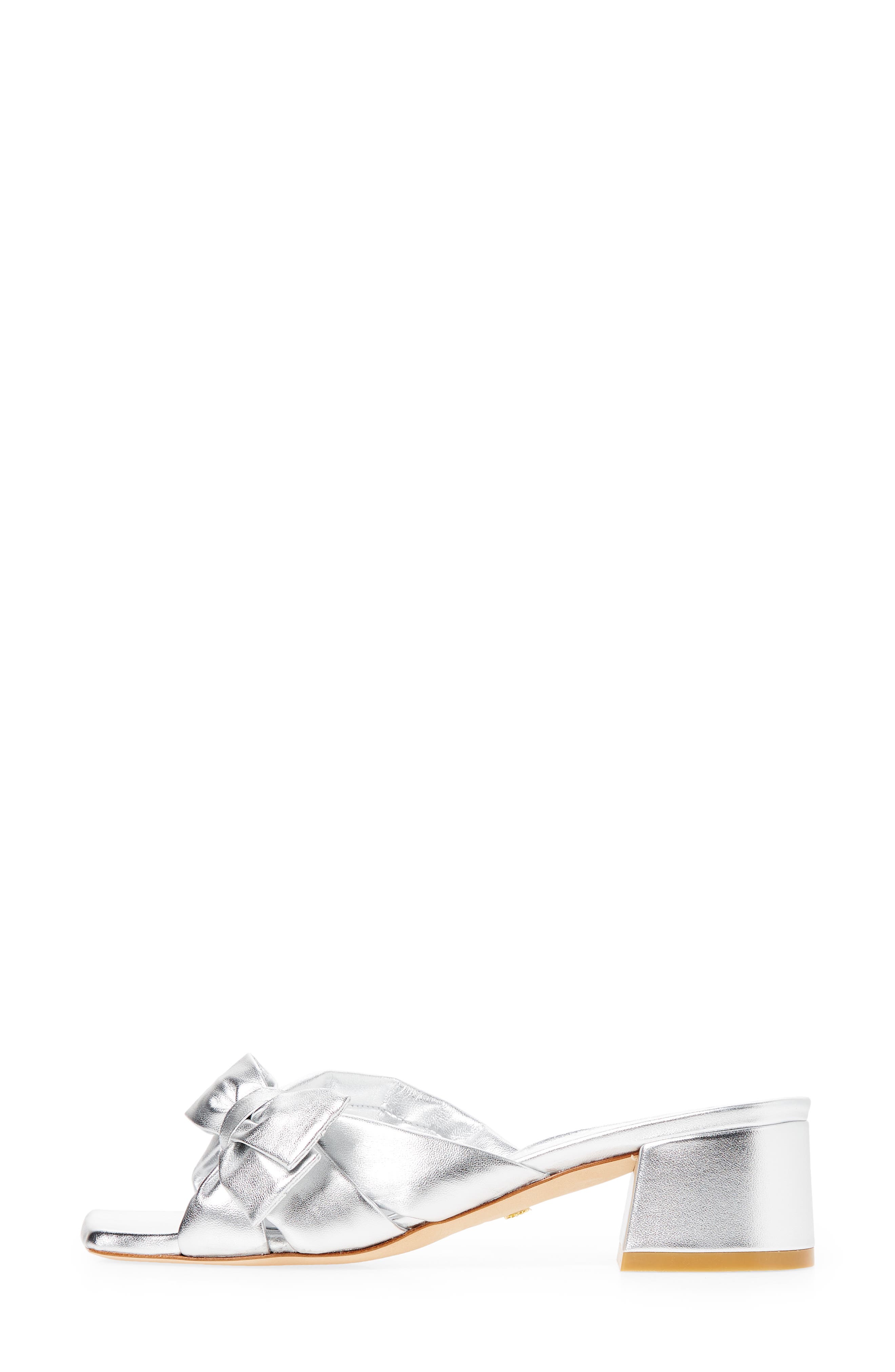 Stuart Weitzman Sofia Bow Sandal, Alternate, color, Silver M