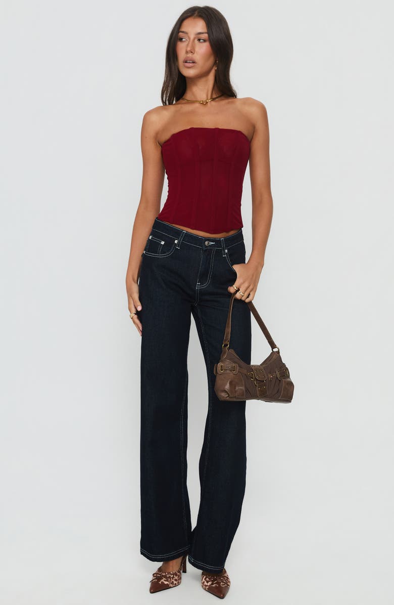 Princess Polly Oscuro Strapless Mesh Corset Top, Alternate, color, Berry