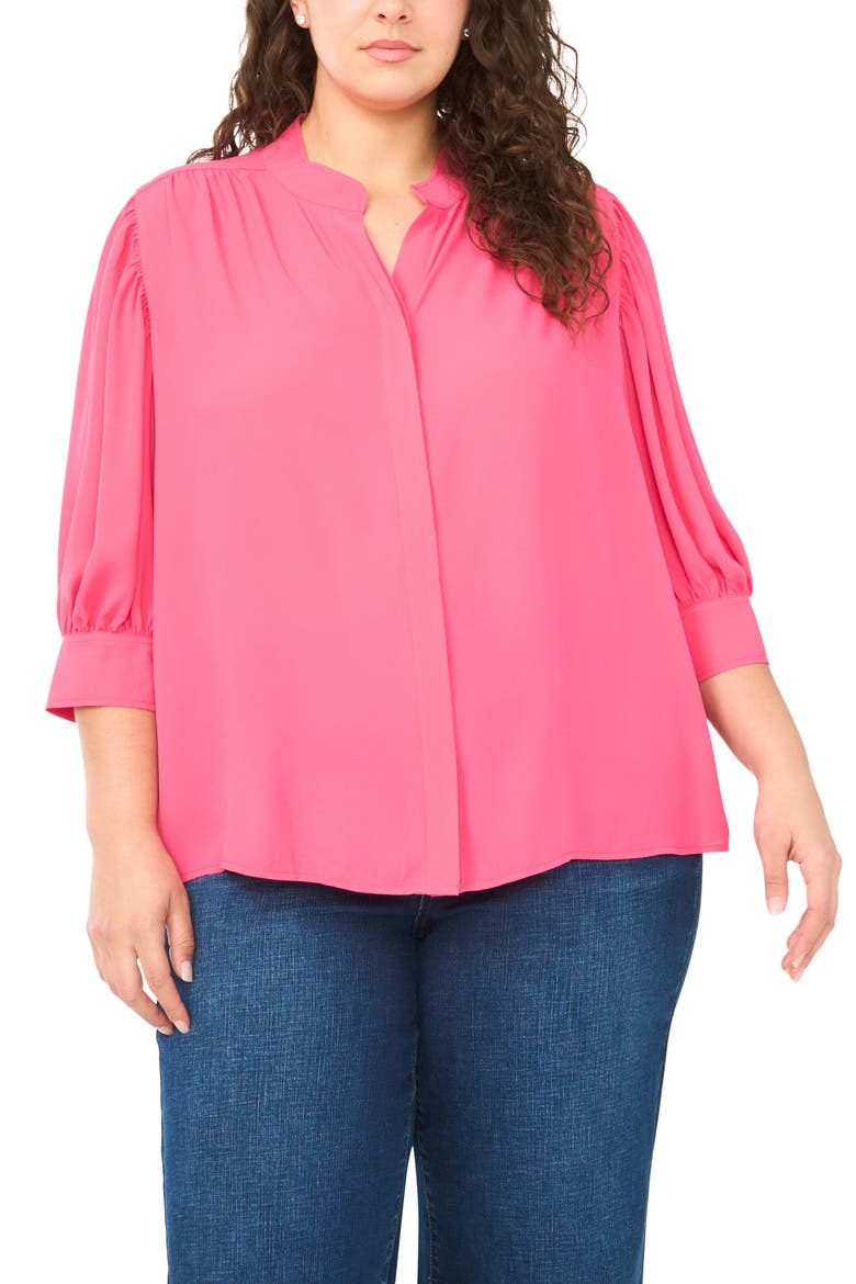 Hidden Placket Shirt, Main, color, RASPBERRY RADIANCE