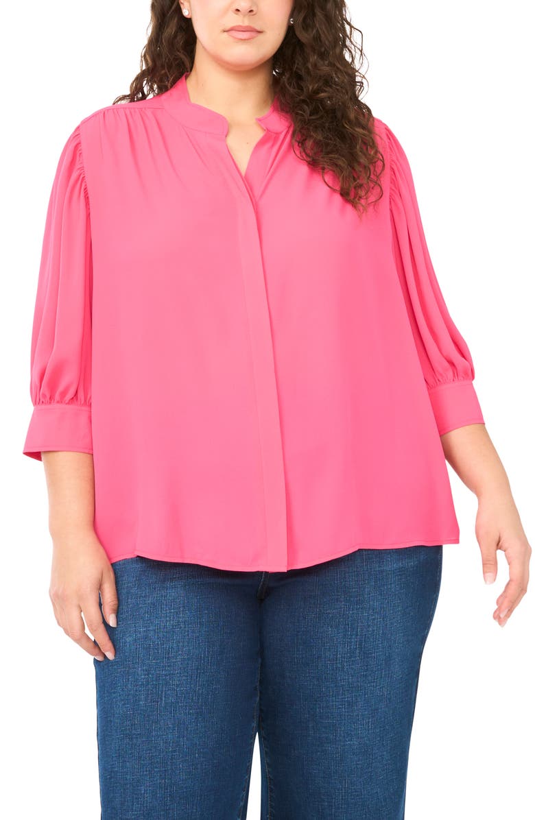 CeCe Hidden Placket Shirt, Main, color, Raspberry Radiance