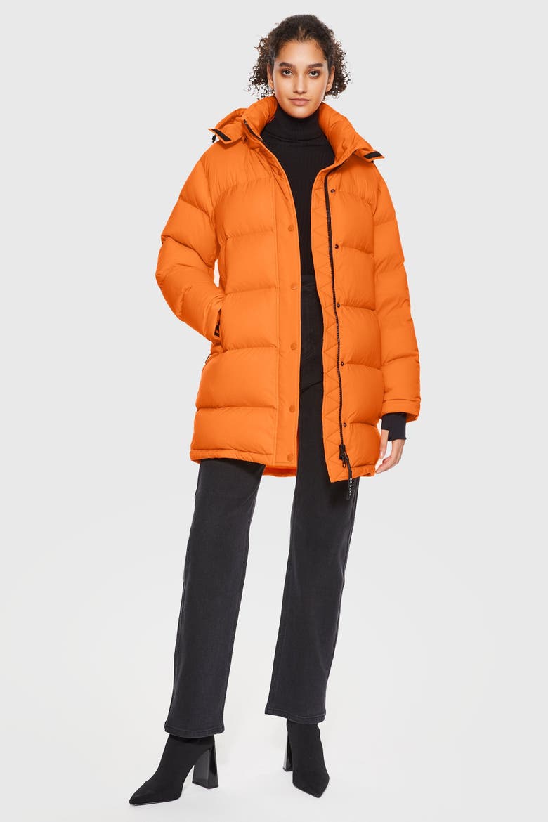 Puff-O® Hip-Length Down Puffer Jacket, Main, color, Orange