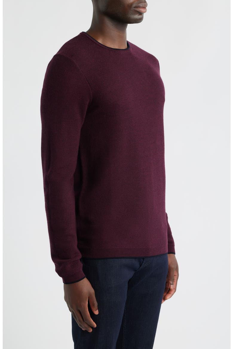 Belvedere Tipped Merino Wool Sweater, Alternate, color, WINE