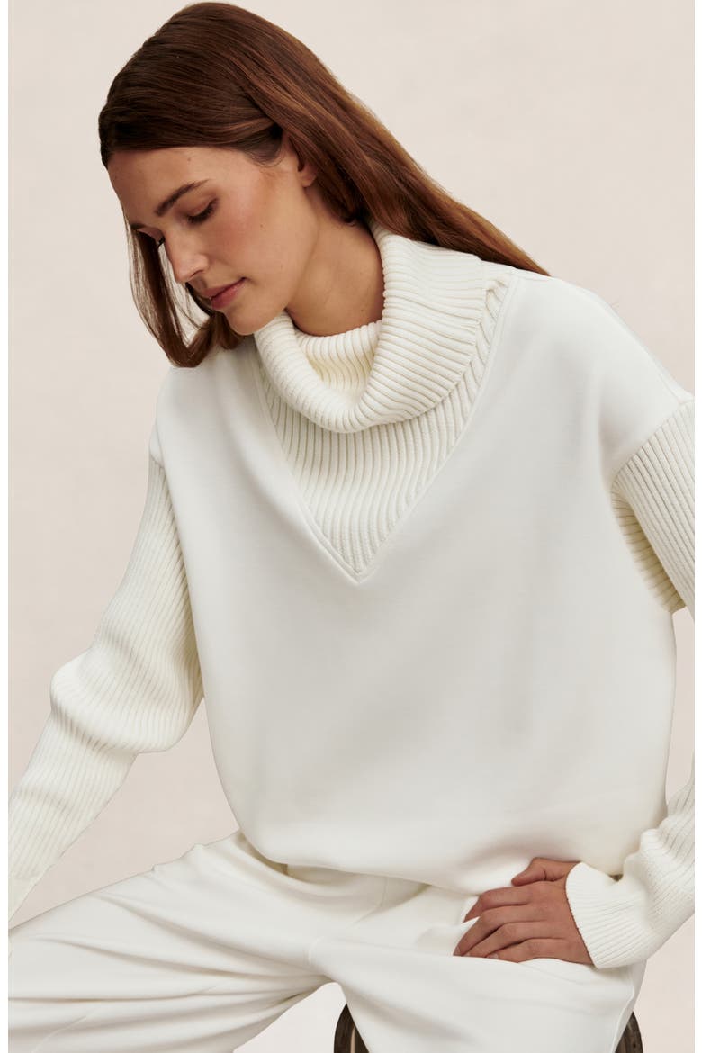 Hannah Cowl Neck Sweatshirt, Alternate, color, EGRET