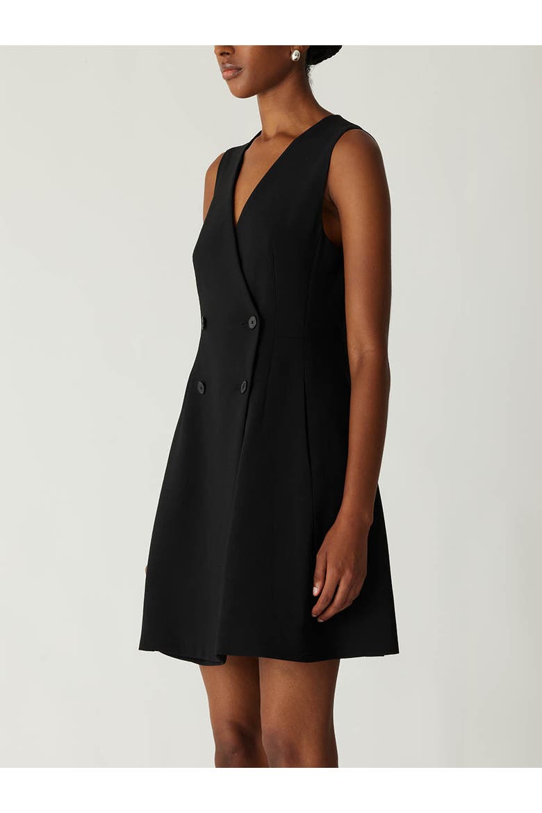 Refined Suiting Double Breasted Mini Dress, Alternate, color, BLACK