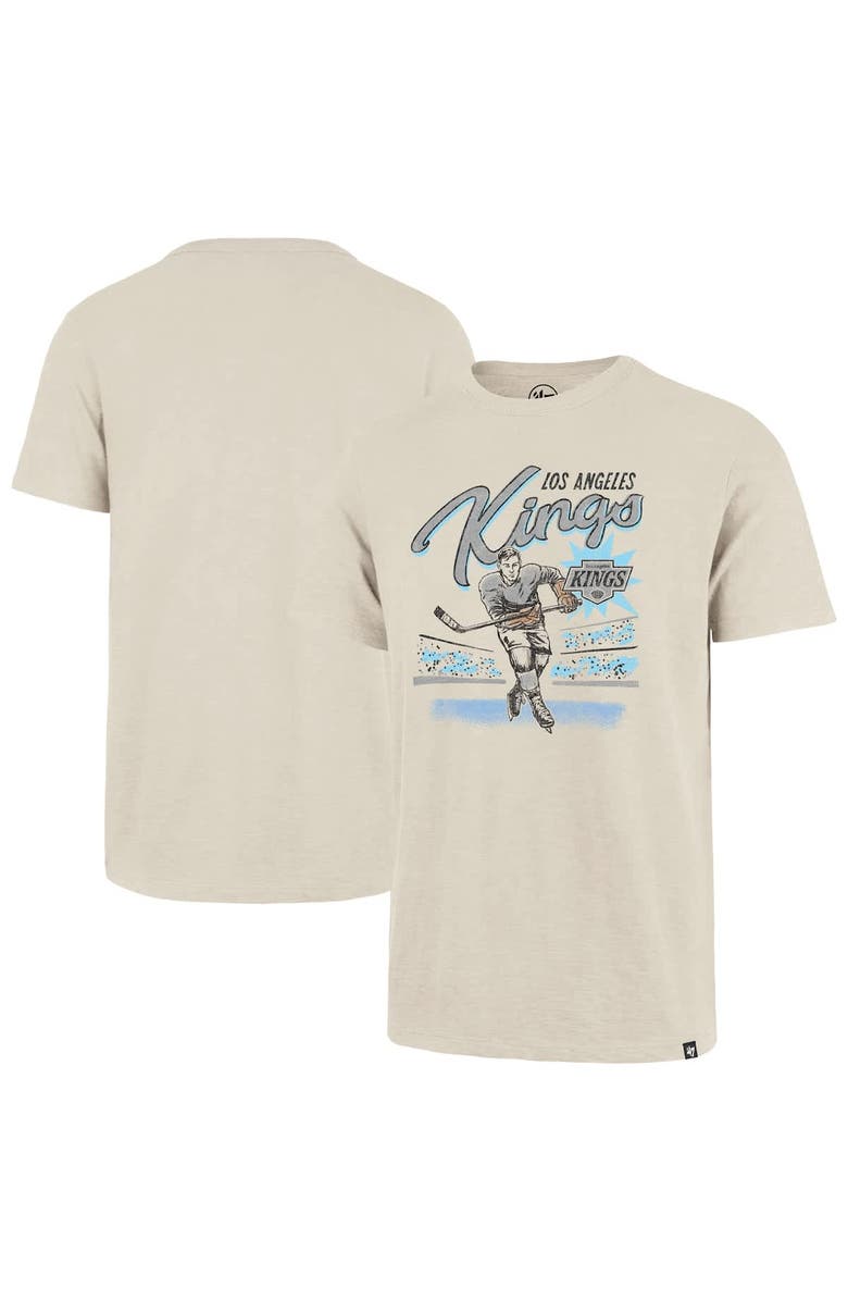 '47 Men's '47 Natural Los Angeles Kings Hockey Player Golden Age Scrum T-Shirt, Main, color,