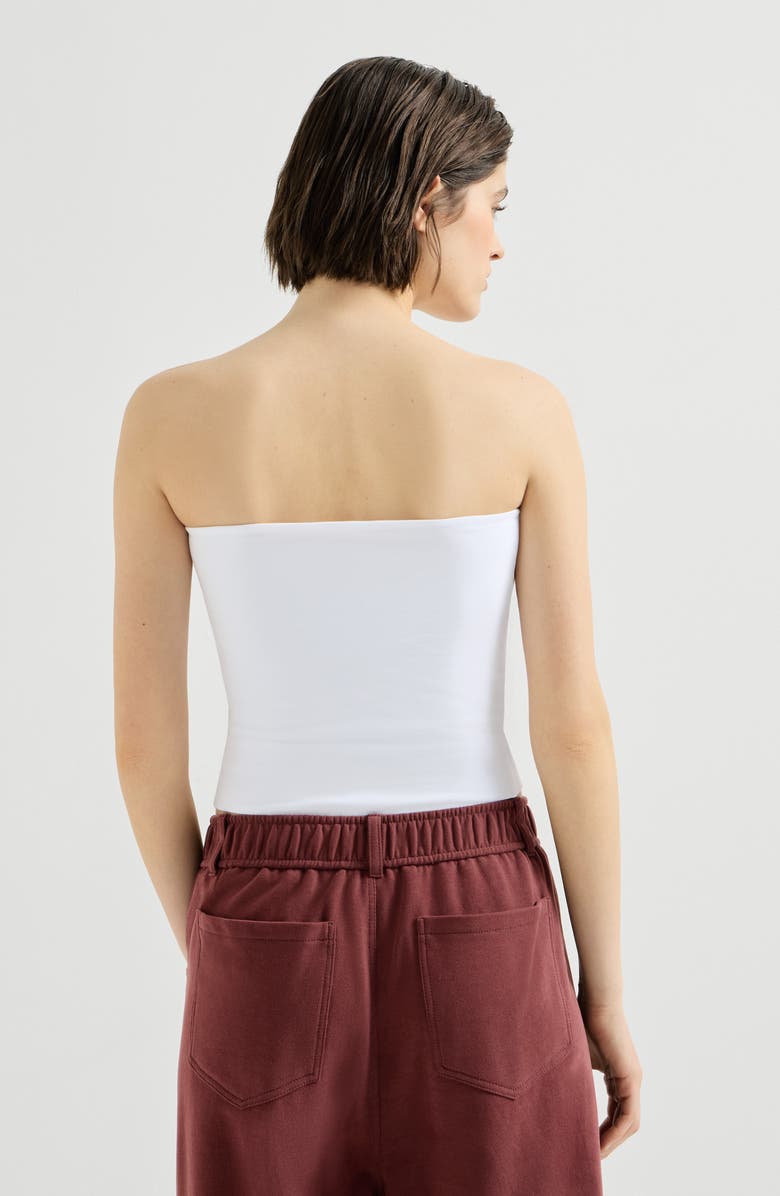 Brunello Cucinelli Stretch cotton jersey bandeau top, Alternate, color, White