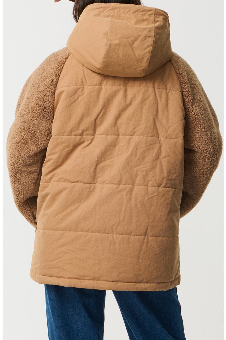 S-Series Splice Faux Shearling Sleeve Puffer Jacket, Alternate, color, BROWN