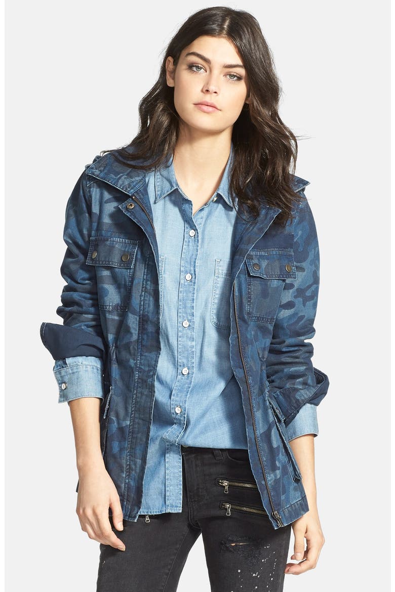 Treasure&Bond Hooded Surplus Jacket, Main, color, BLUE CAMO