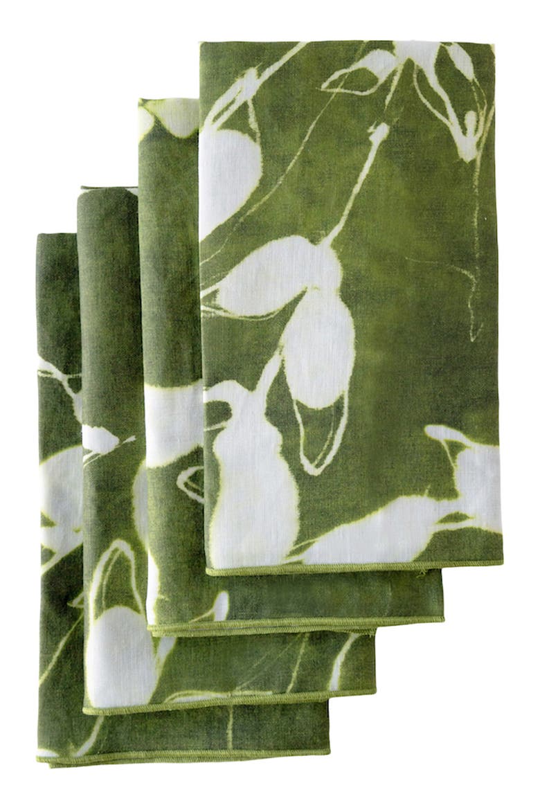 Porto Print in Olive Napkin Set of 4, Main, color, Olive