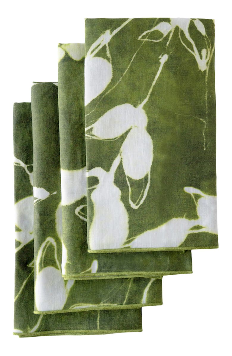 Goldie Home Porto Print in Clay Napkin Set of 4, Main, color, Olive