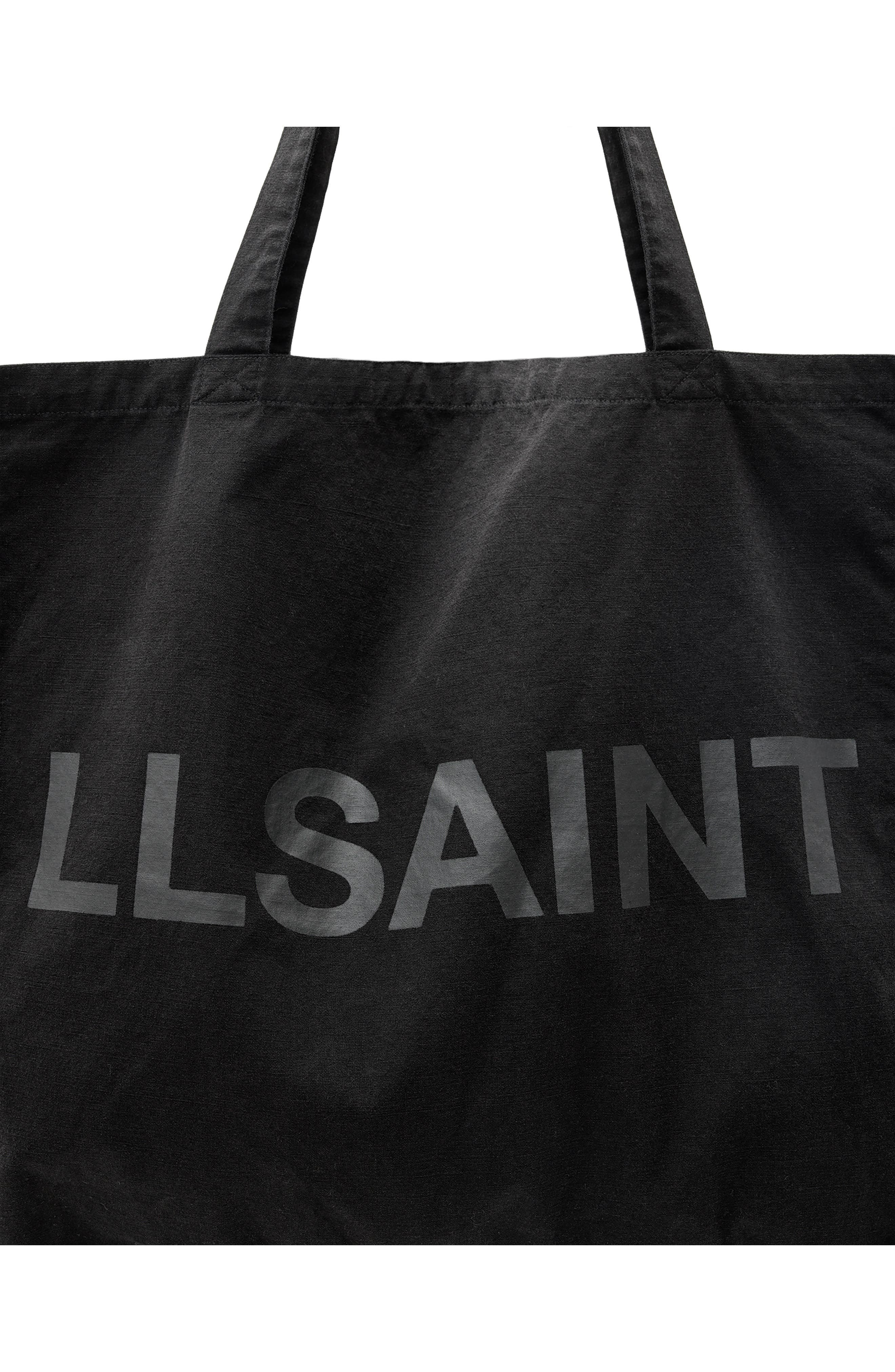 AllSaints Large Biggy Cotton Tote, Alternate, color, Black