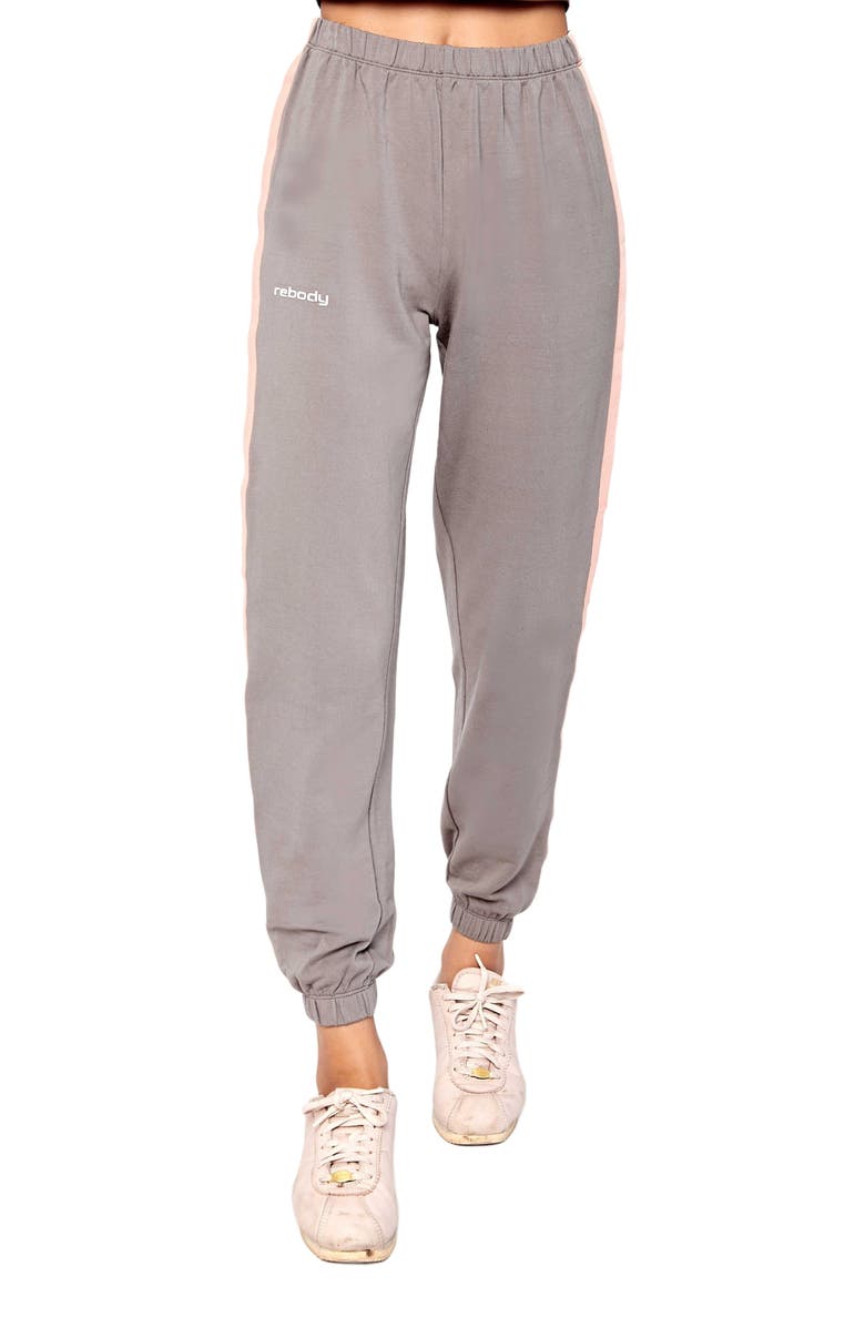 Rebody Active Homebase Fleece Sweatpants, Alternate, color, Sage/Stripe