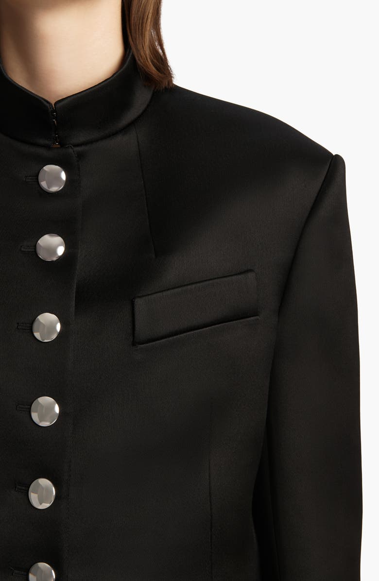 Khaite Samuelson Crop Satin Jacket, Alternate, color, Black