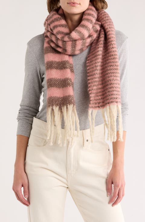 Cozy Stripe Fringe Scarf
