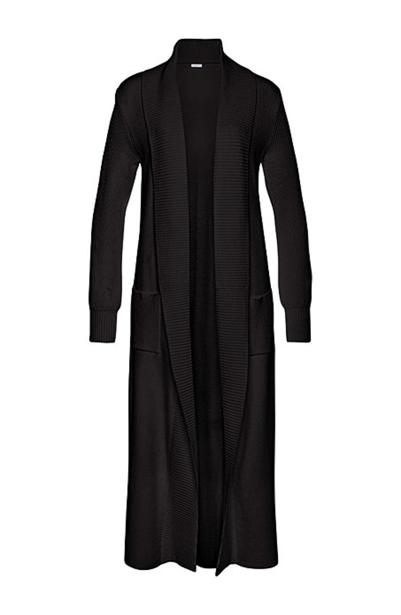 LASCANA Women's Long Knit Cardigan, Alternate, color, Black