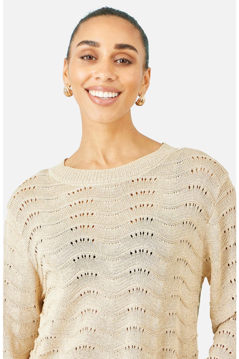 Wave Metallic Thread Relaxed Jumper, Alternate, color, Beige
