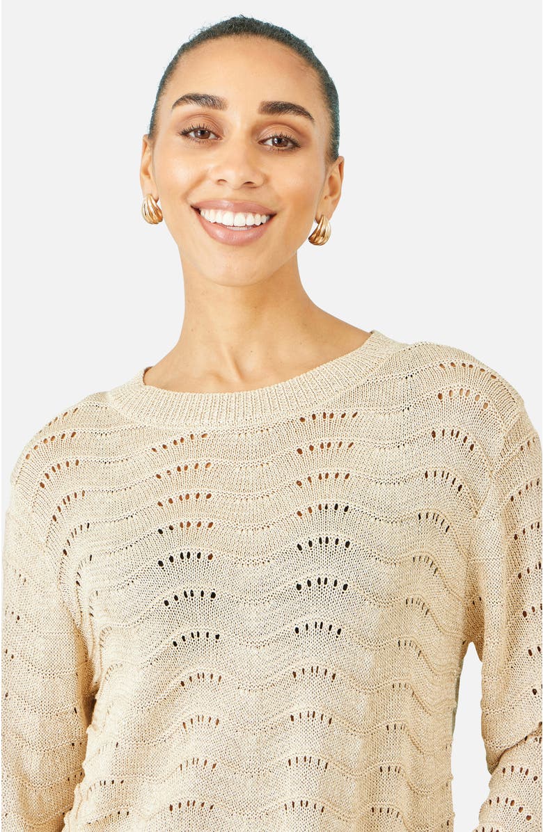 Yumi Wave Metallic Thread Relaxed Jumper, Alternate, color, Beige