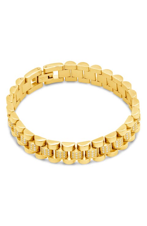 CZ Accent Watch Chain Bracelet