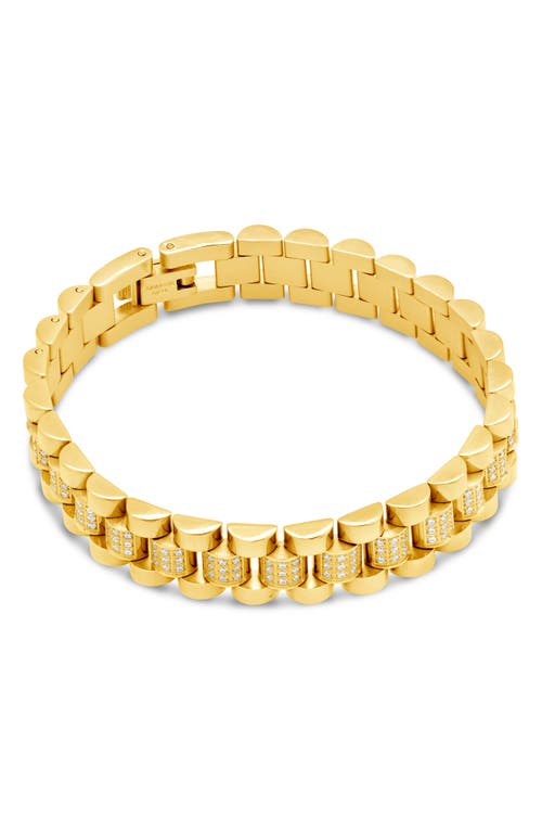 Sterling Forever Cz Accent Watch Chain Bracelet In Gold