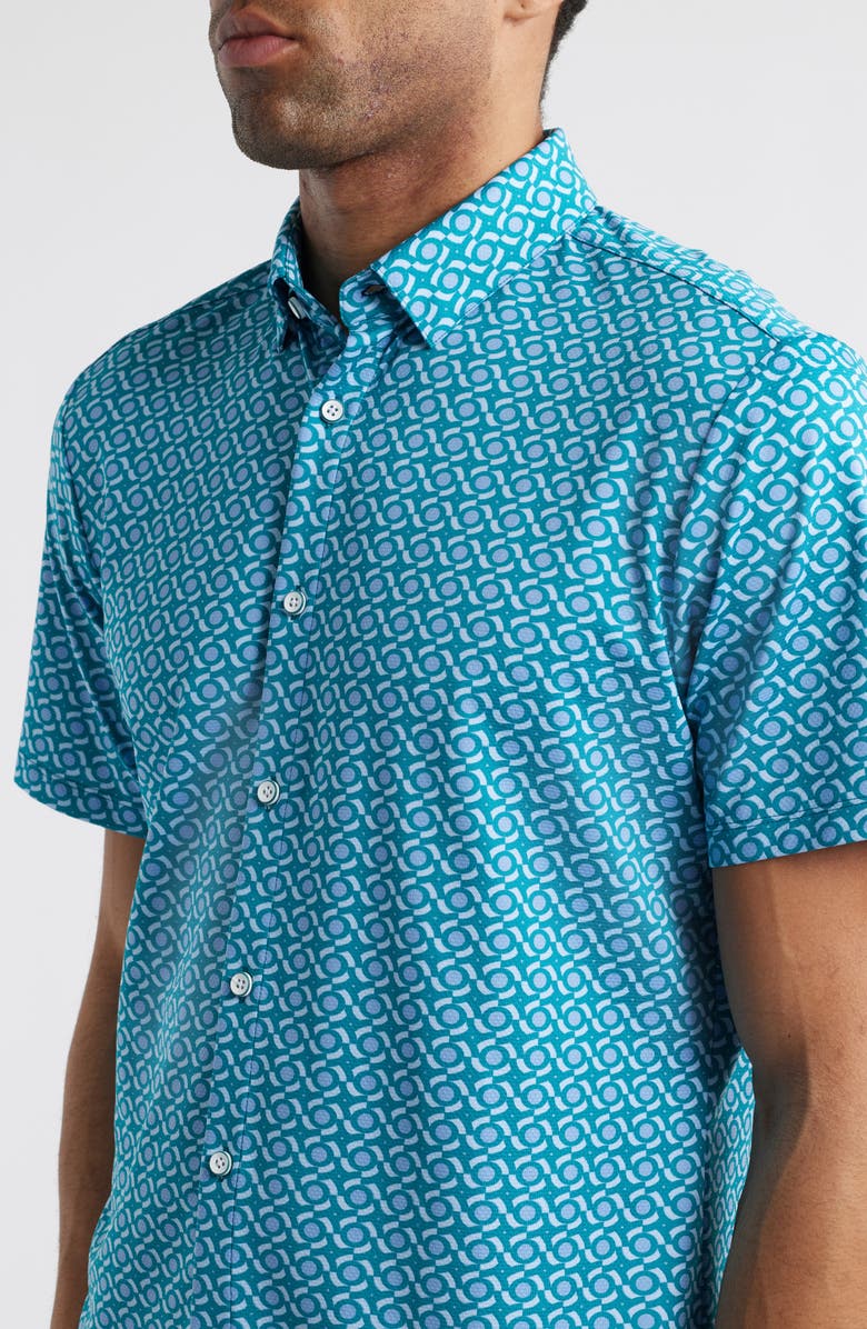 Mizzen+Main Halyard Trim Fit Kaleidoscope Print Short Sleeve Button-Up Shirt, Main, color, 