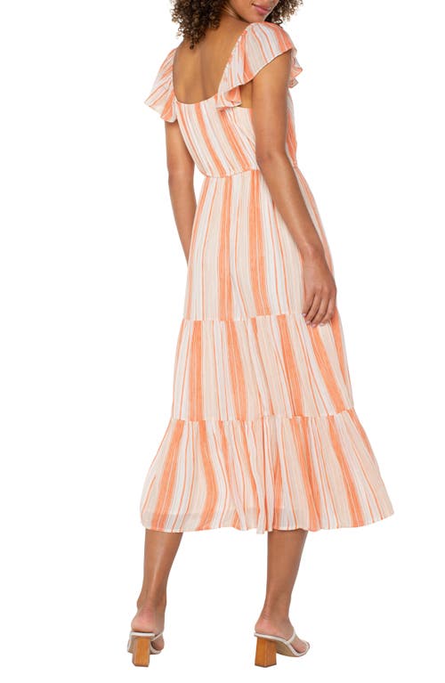 Liverpool Los Angeles Flutter Sleeve Maxi Dress In Orange Stripe