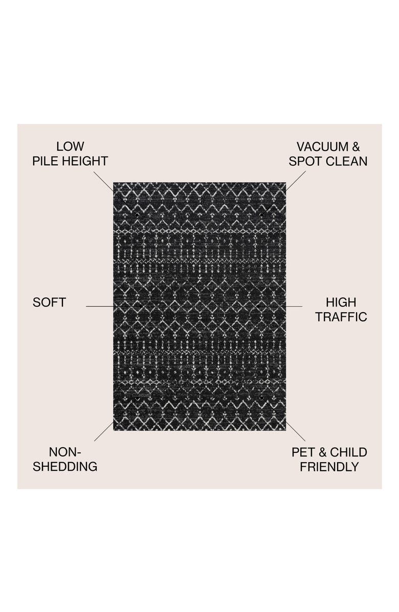 JONATHAN Y Moroccan HYPE Boho Vintage Diamond Area Rug, Alternate, color, Black/Ivory