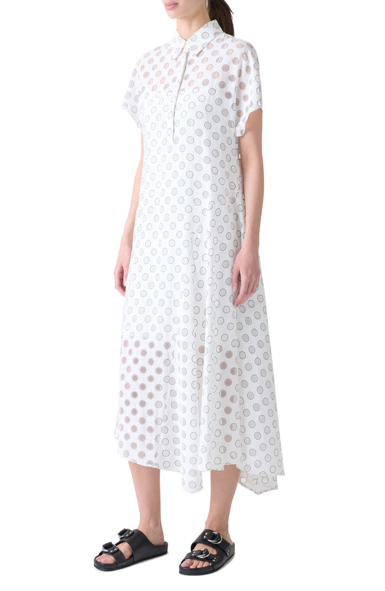 Akris punto Polka Dot Organza Midi Shirtdress, Alternate, color, Cream-Black
