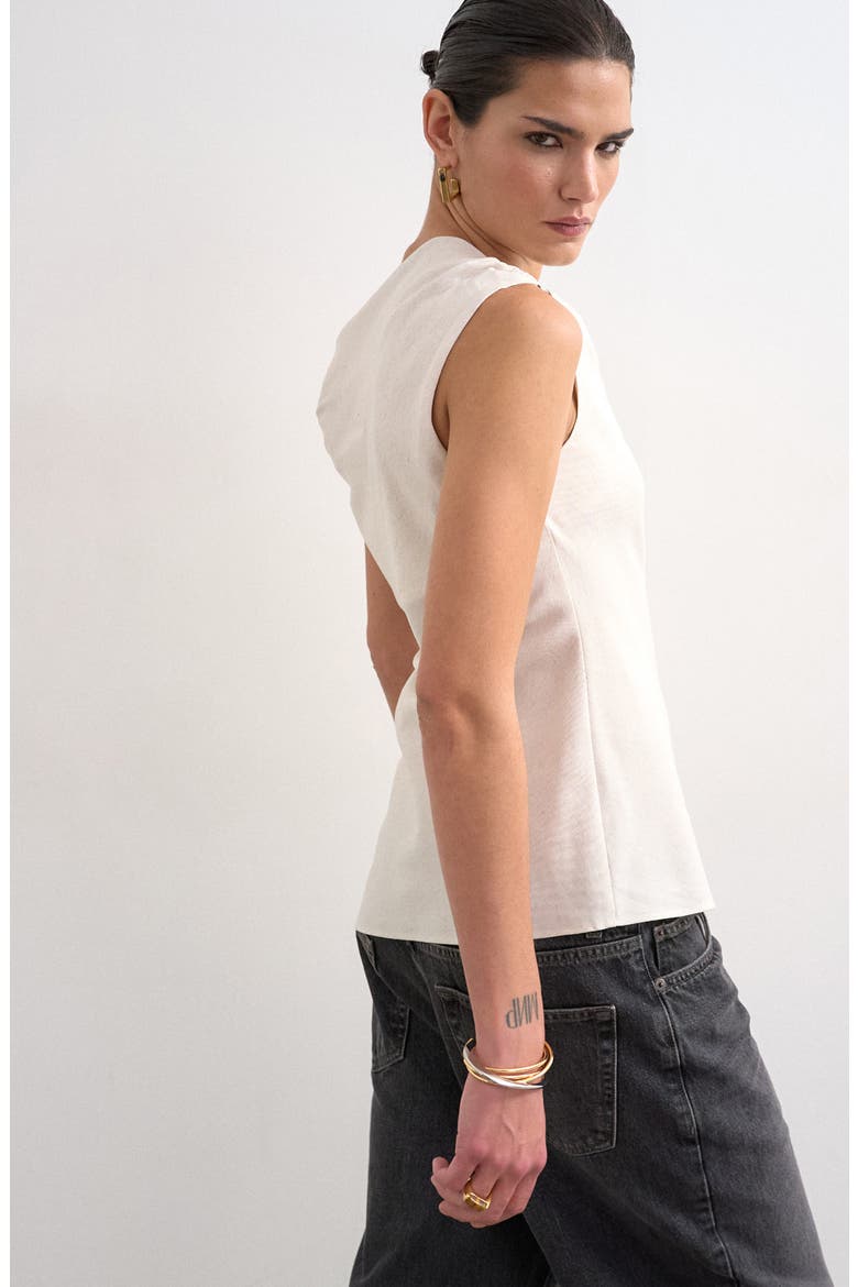 Twist Asymmetric One Shoulder Top, Alternate, color, ECRU