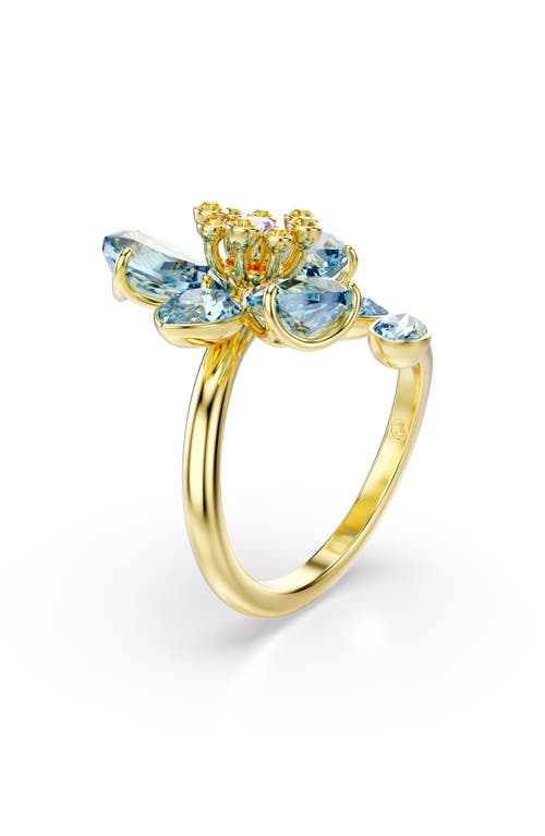 Swarovski Idylla Crystal Flower Open Ring In Blue