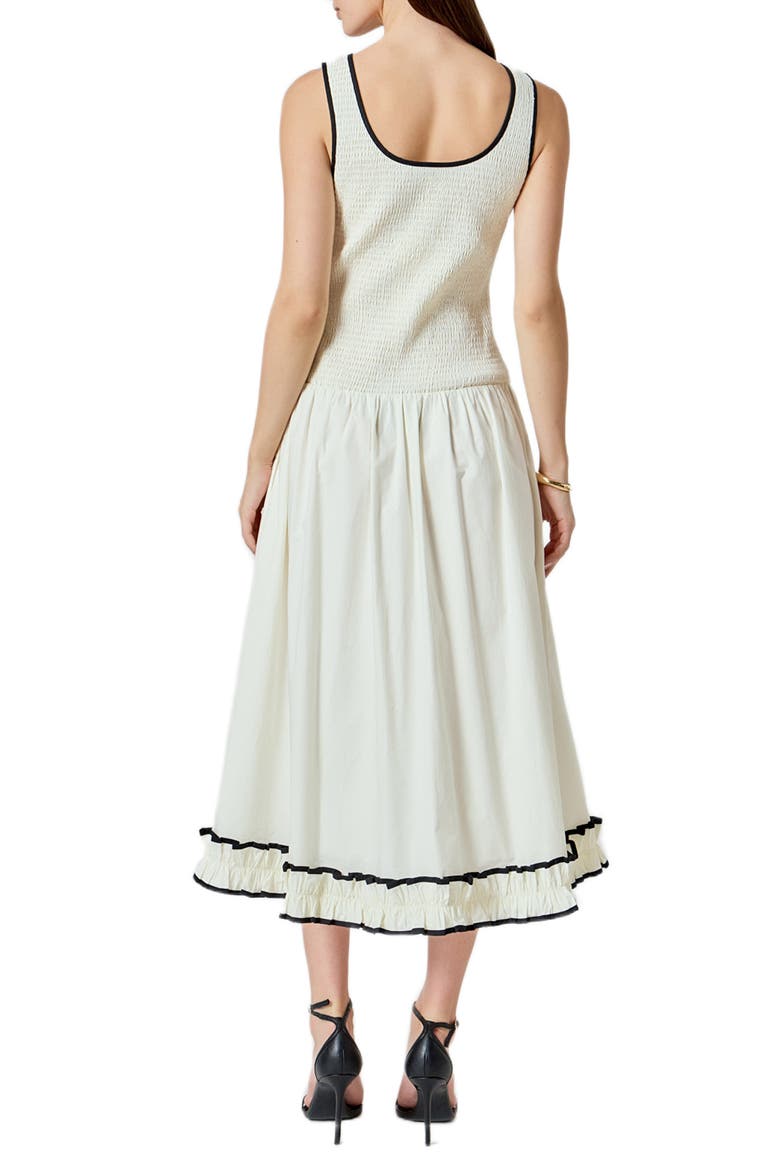Smocked Drop Waist Midi Dress, Alternate, color, IVORY