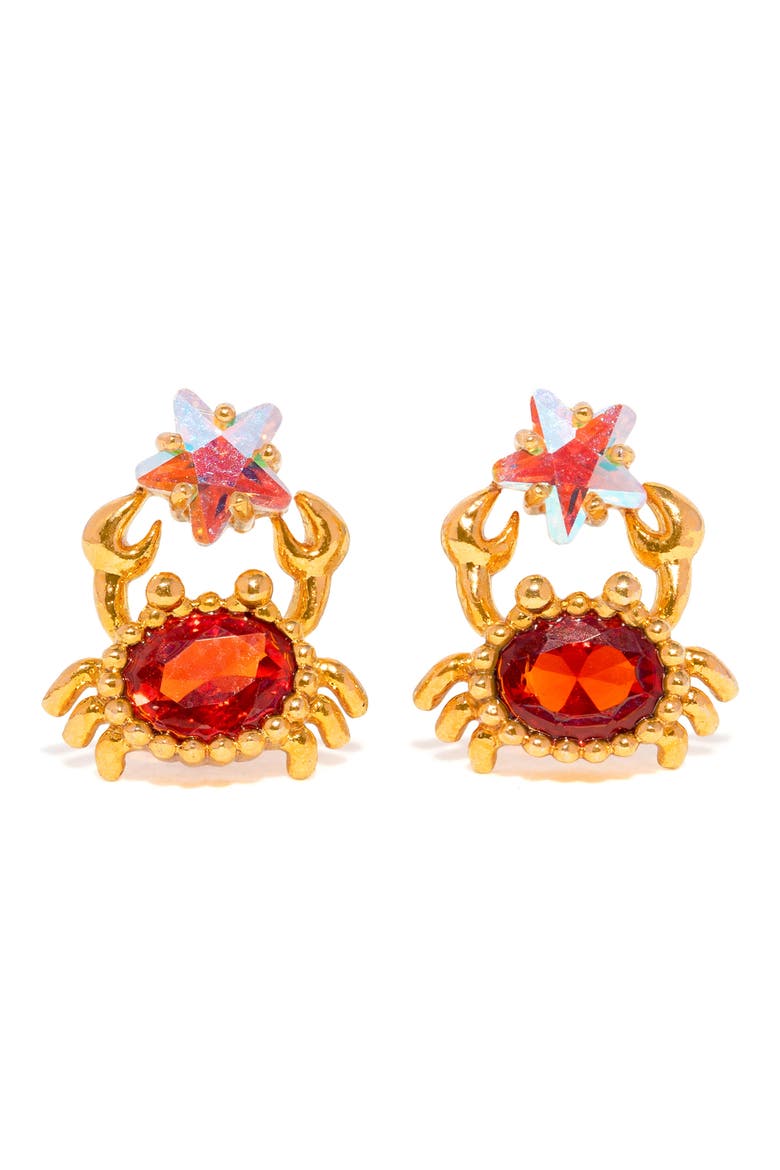 Crab Star Stud Earrings, Main, color, GOLD