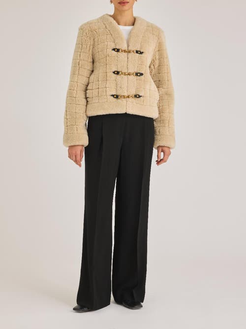 REBECCA TAYLOR REBECCA TAYLOR QUILTED STITCH SHEARLING JACKET