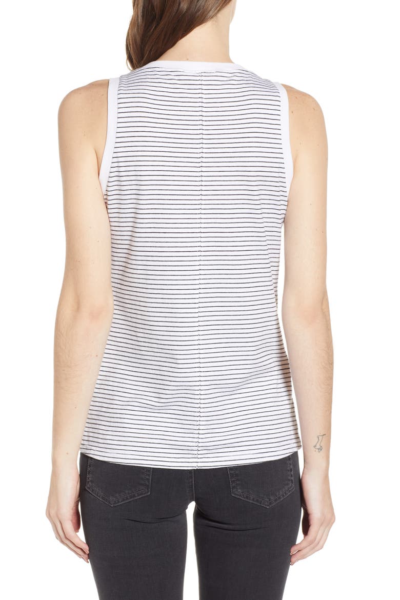 Cambria Stripe Fitted Tank, Alternate, color, TRUE WHITE / TRUE BLACK