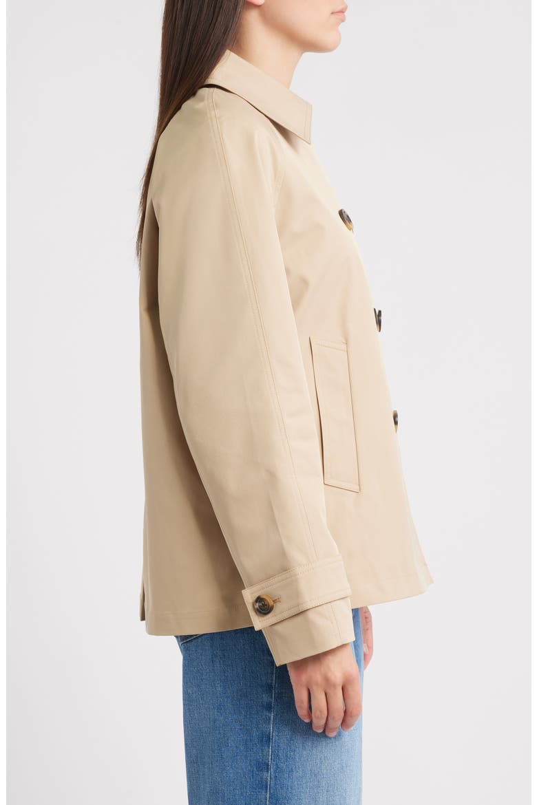 Short Double Breasted Raincoat, Alternate, color, KHAKI