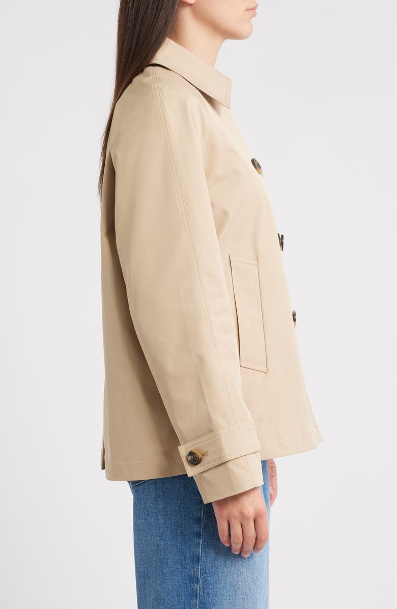 Michael Kors Short Double Breasted Raincoat, Alternate, color, Khaki