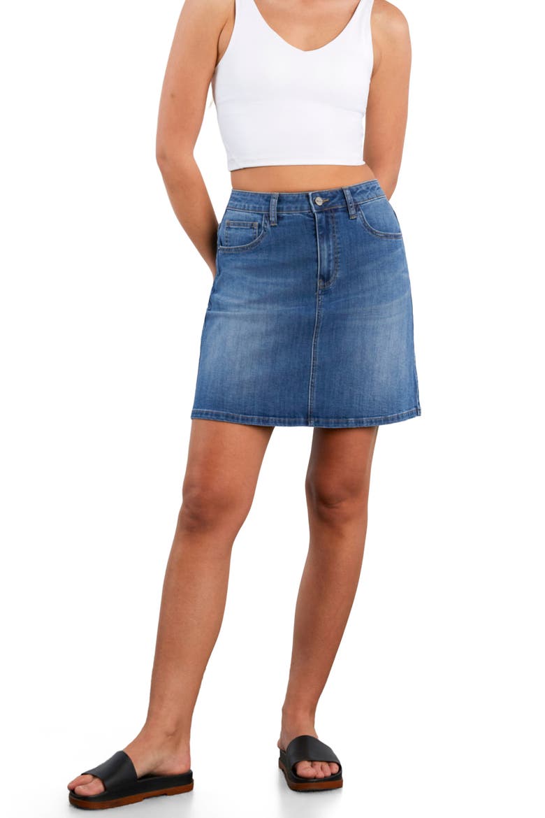 A-Line Denim Skirt, Alternate, color, VINTAGE BLUE