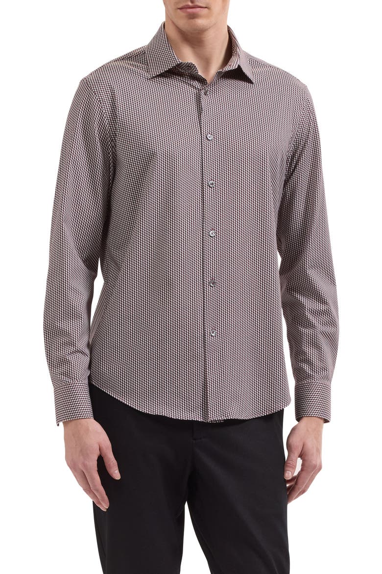 James OoohCotton® Micro Print Button-Up Shirt, Main, color, BURGUNDY
