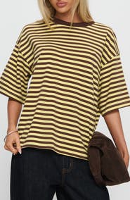 Princess Polly Settle Down Stripe Oversize T-Shirt