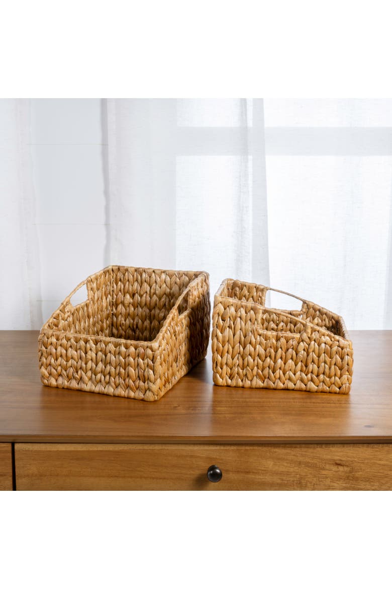 Havanah Southwestern Handwoven Hyacinth Slanted Pantry Baskets with Handles,, Alternate, color, Natural