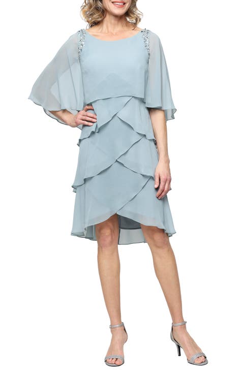 Beaded Tiered Chiffon Dress