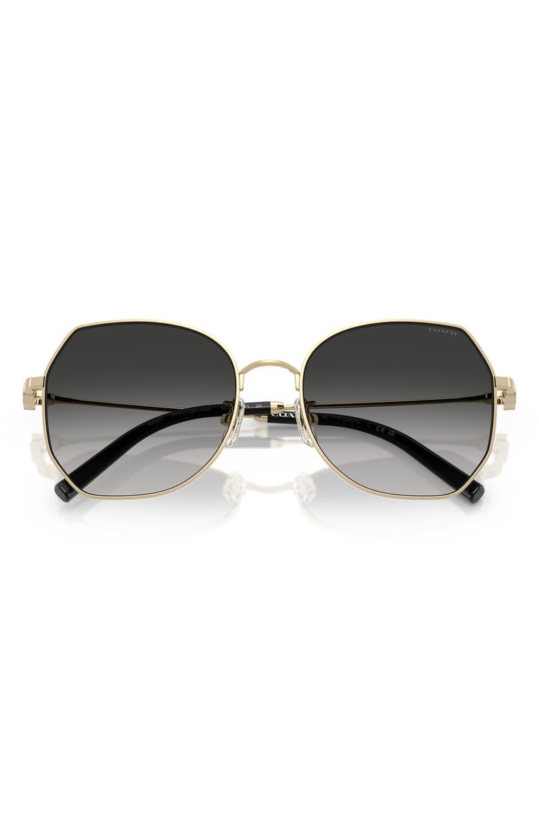 COACH 56mm Gradient Irregular Sunglasses, Alternate, color, Light Gold / Grey Gradient