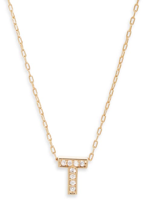 Pavé Cubic Zirconia Initial Necklace
